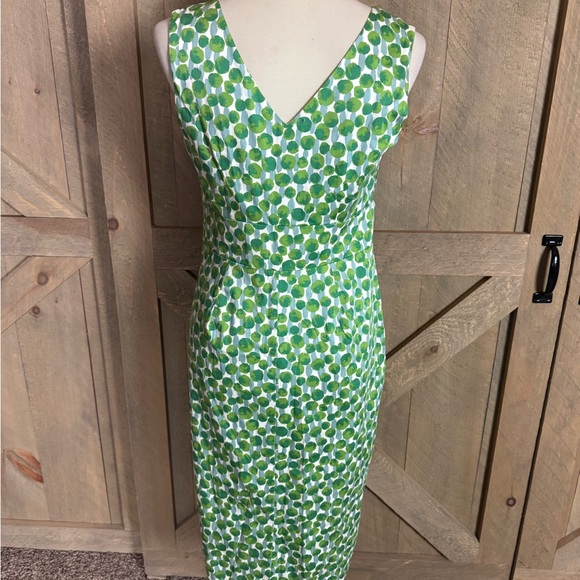 Boden green Paint Spot print sleeveless dress Size 8L / 8 Long - Picture 8 of 13
